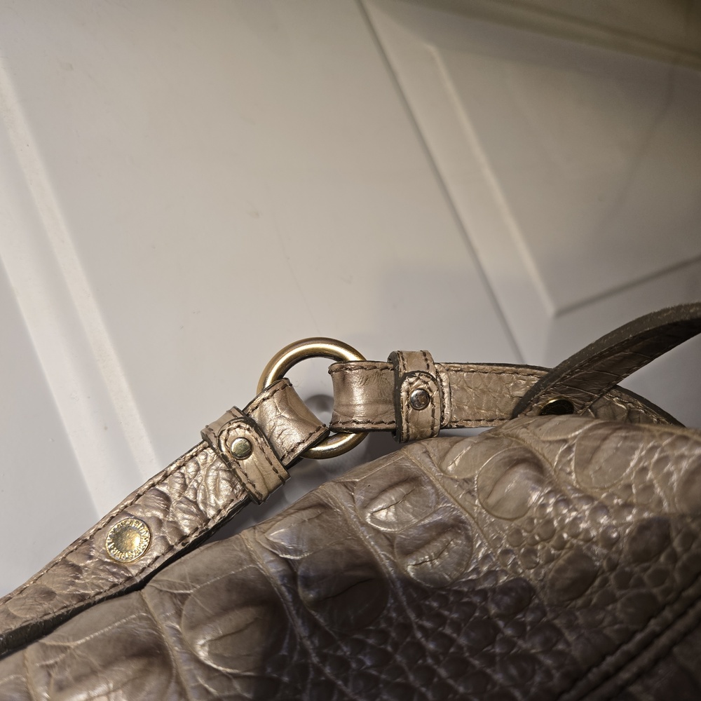 Authentic Brahmin Mini Arno Melbourne Beige Leather Satchel Handbag Shoulder Bag - Picture 11 of 11